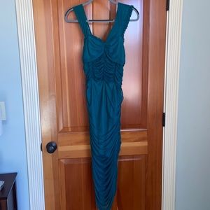 House of Harlow 1960 x Revolve Nola Aquamarine Ruched Dress, Size Large.
